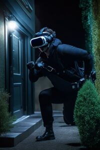 Leonardo Creative A burglar in a black outfit wearing a VR hea 0